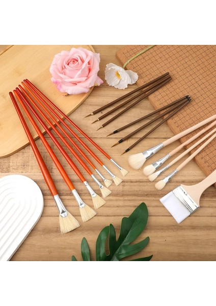 18 Adet Seramik Sır Fırçası, Ahşap Uzun Saplı Sanatçı Yelpaze Boya Seramik Fırça Seti, Akrilik Yağlı Boya Seramikleri Için (Yurt Dışından) fırsatları