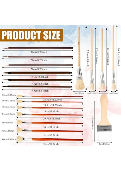 18 Adet Seramik Sır Fırçası, Ahşap Uzun Saplı Sanatçı Yelpaze Boya Seramik Fırça Seti, Akrilik Yağlı Boya Seramikleri Için (Yurt Dışından) indirimleri