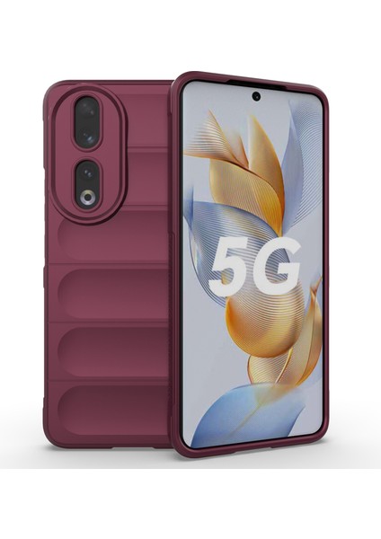 Honor 90 Için Esnek Tpu Telefon Kılıfı, Düşmeye Lı Telefon Kabuğu Koruyucu Kılıf-Şarap Kırmızısı (Yurt Dışından)