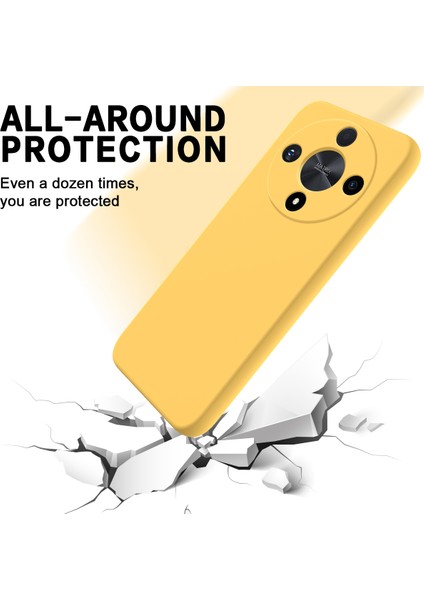 Honor Magic6 Lite 5G/X9B 5g Kılıf Parmak Izi Önleyici Sıvı Silikon Yumuşak Astar Akıllı Telefon Kılıfı-Sarı (Yurt Dışından) modelleri