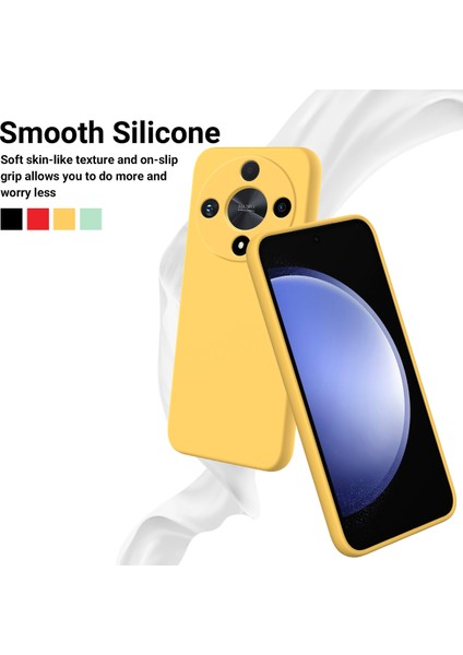 Honor Magic6 Lite 5G/X9B 5g Kılıf Parmak Izi Önleyici Sıvı Silikon Yumuşak Astar Akıllı Telefon Kılıfı-Sarı (Yurt Dışından) fırsatları