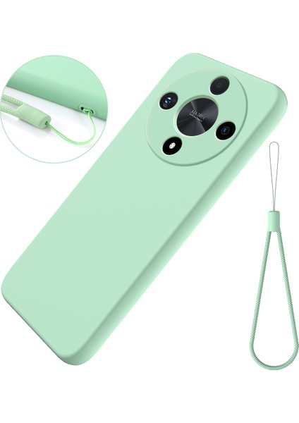 Honor Magic6 Lite 5G/X9B 5g Kılıf Parmak Izi Önleyici Sıvı Silikon Yumuşak Astar Akıllı Telefon Kılıfı-Yeşil (Yurt Dışından)