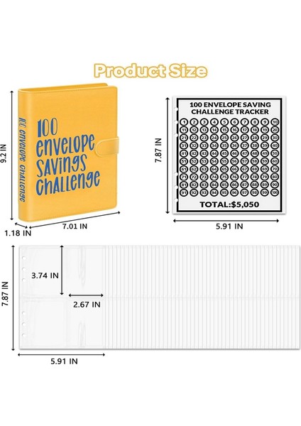 100 Zarf Mücadelesi Klasörü, A5 Para Tasarrufu Bütçe Klasörü - Para Tasarrufu Mücadelesi Sarı ile 5.050 Tl Tasarruf Edin (Yurt Dışından) modelleri