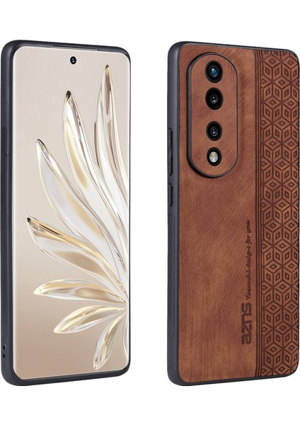 Azns For Honor 70 Pro 5g Baskılı Desen Düşmeye Dayanıklı Pu Deri Kaplamalı Tpu Kapak Kaymaz Cep Telefonu Kılıfı-Kahverengi (Yurt Dışından)