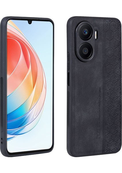 Azns Honor Play 40 Plus 5g Baskılı Desen Darbeye Dayanıklı Telefon Kılıfı Düşmeye Karşı Dayanıklı Pu Deri Kaplamalı Tpu Kılıf-Siyah (Yurt Dışından)
