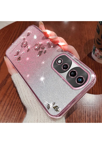 Kadem For Honor 70 Pro 5g Glitter Powder Esnek Tpu Cep Telefonu Kılıfı Çiçek Desen Dekoru Yapay Elmas Tasarım Cep Telefonu Kılıfı-Gül Altın (Yurt Dışından) fırsatları