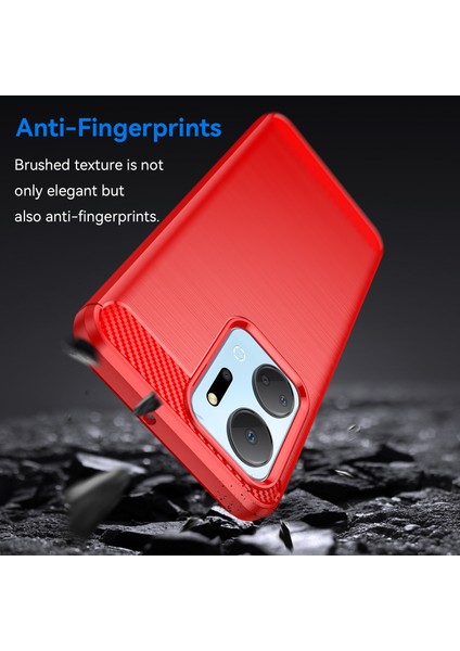 Honor X7A 5g Yumuşak Tpu Telefon Kılıfı Fırçalanmış Karbon Fiber Doku Koruyucu Telefon Kılıfı-Kırmızı (Yurt Dışından) fırsatları