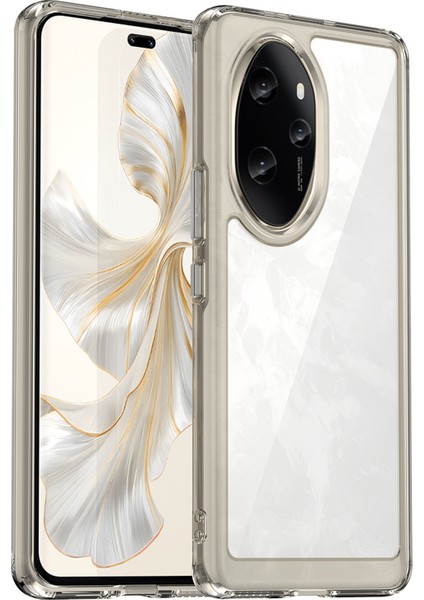 Honor 100 Pro 5g Kılıf Renkli Çerçeve Tpu+Akrilik Telefon Kılıfı-Şeffaf Gri (Yurt Dışından)