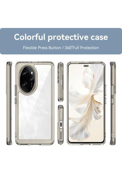 Honor 100 Pro 5g Kılıf Renkli Çerçeve Tpu+Akrilik Telefon Kılıfı-Şeffaf Gri (Yurt Dışından) fiyatları