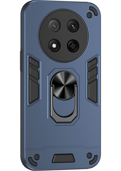 Honor X9C 5g Kılıf Pc+Tpu Drop Defend Telefon Kılıfı Yüzüklü Ayaklık-Mavi (Yurt Dışından)