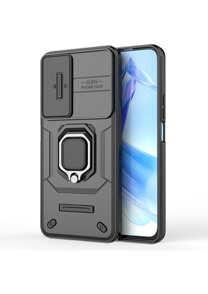Honor 90 Lite 5G/X50I 5g Kılıf Pc+Tpu Kayar Kamera Kapağı Telefon Kılıfı Kickstand Ile-Siyah (Yurt Dışından) modelleri
