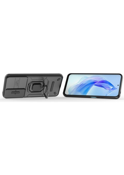 Honor 90 Lite 5G/X50I 5g Kılıf Pc+Tpu Kayar Kamera Kapağı Telefon Kılıfı Kickstand Ile-Siyah (Yurt Dışından) fırsatları