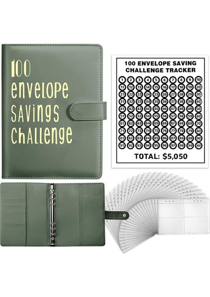 100 Zarf Mücadelesi Klasörü, A5 Para Tasarrufu Bütçe Klasörü - Para Tasarrufu Mücadelesi Yeşil ile 5.050 Tl Tasarruf Edin (Yurt Dışından)