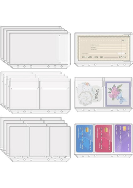 12 Adet A6 Dosya Cepleri Nakit Zarflar Şeffaf Klasör Düzenleyici Fotoğraf Kartı Kol Sayfaları Kredi Kartı, Kartvizit Para Için (Yurt Dışından) modelleri