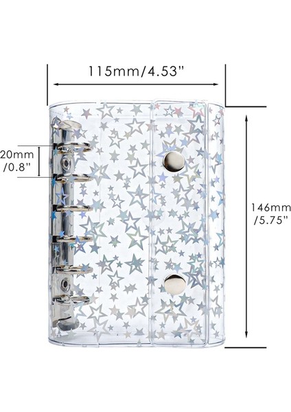 A7 Bütçe Klasör Kapağı Şeffaf Pvc 6 Halkalı Parıltılı Yıldızlı Doldurulabilir Defter Kapağı Koruyucu 2 Çıtçıtlı (Yurt Dışından) modelleri