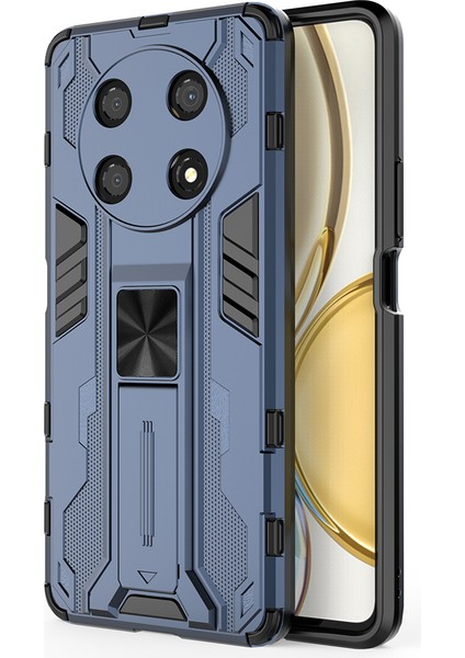 Honor X30/X9 5g/magic 4 Lite 5g Darbeye Dayanıklı Yumuşak Tpu Sert Pc Cep Telefonu Kılıfı Kickstand Ile-Mavi (Yurt Dışından)