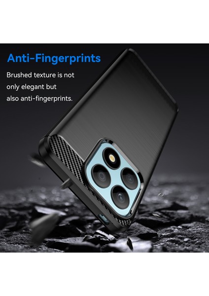 Honor X8A 4g Karbon Fiber Doku Fırçalanmış Tpu Telefon Kılıfı Düşmeye Karşı Cep Telefonu Kapağı-Siyah (Yurt Dışından) modelleri