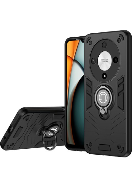 Honor X9B 5g Kılıf Halka Tutucu Kickstand Pc+Tpu Telefon Kılıfı-Siyah (Yurt Dışından)