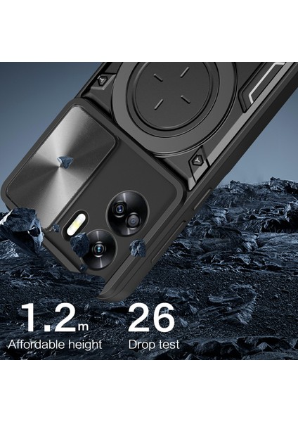 Honor 90 Lite 5g Kılıfı Kayar Kamera Kapağı Döndürülebilir Destekli Tpu+Pc Telefon Kabuğu-Gümüş (Yurt Dışından) modelleri