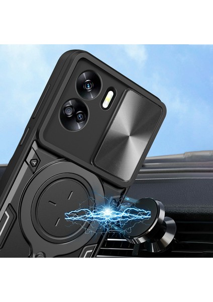 Honor 90 Lite 5g Kılıfı Kayar Kamera Kapağı Döndürülebilir Destekli Tpu+Pc Telefon Kabuğu-Gümüş (Yurt Dışından) indirimleri