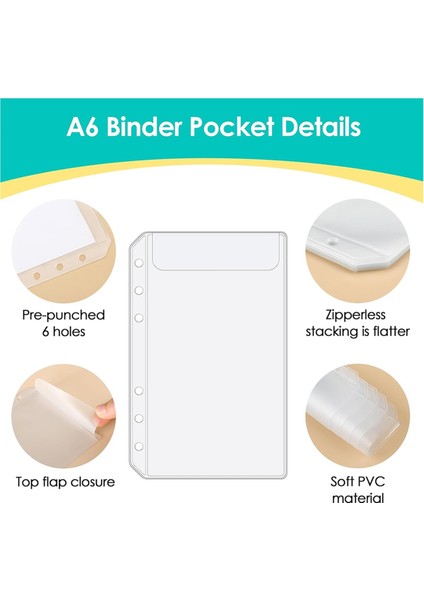 A6 Klasör Cepleri 12 Adet Fermuarsız Zarflar Bütçeleme Için, 6 Delikli Fermuarsız Klasör Keseleri A6 6 Halka Klasör Için Zarf (Yurt Dışından) modelleri