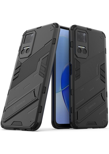 Honor PLAY6T 5g Pc+Tpu Kılıf Cep Telefonu Koruyucu Ayaklı-Siyah (Yurt Dışından)