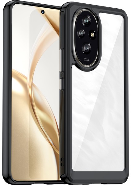 Honor 200 5g Şeffaf Arka Kılıf Darbeye Dayanıklı Tpu+Akrilik Telefon Kılıfı-Siyah (Yurt Dışından)