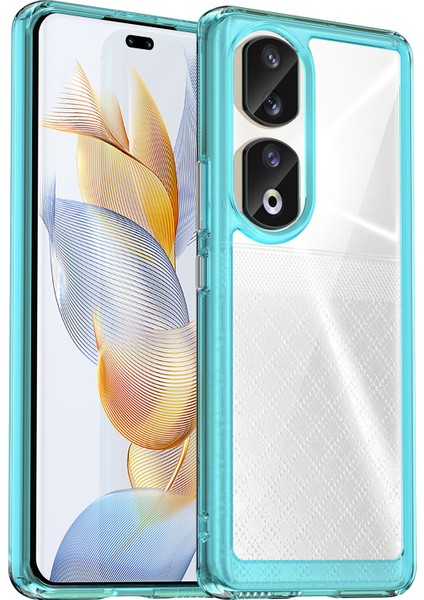 Honor 90 Pro Tpu+Akrilik Hibrit Telefon Kılıfı Şeffaf Arka Koruyucu Kapak-Şeffaf Mavi (Yurt Dışından)
