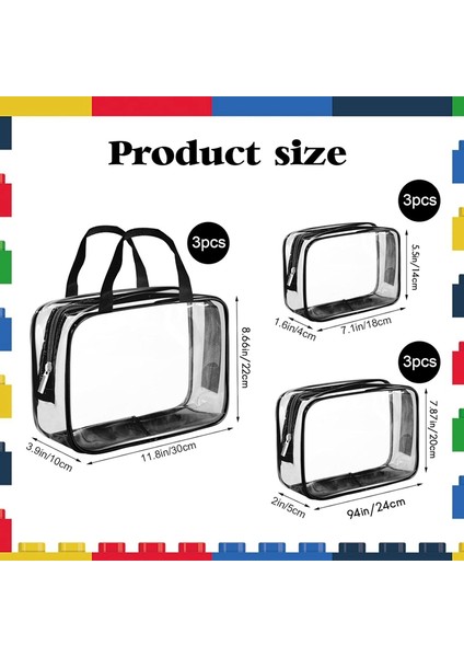 9 Paket Şeffaf Pvc Oyuncak Saklama Poşeti, Tuvalet Çantası, Su Geçirmez Çocuklar Için Fermuarlı Oyuncak Düzenleme Çantaları, Yapı Taşları Için (Yurt Dışından) modelleri