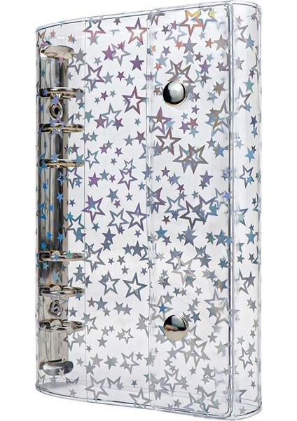 A6 Bütçe Klasör Kapağı Şeffaf Pvc 6 Halkalı Parıltılı Yıldızlı Doldurulabilir Defter Kabuğu Koruyucu 2 Çıtçıtlı (Yurt Dışından) fiyatları