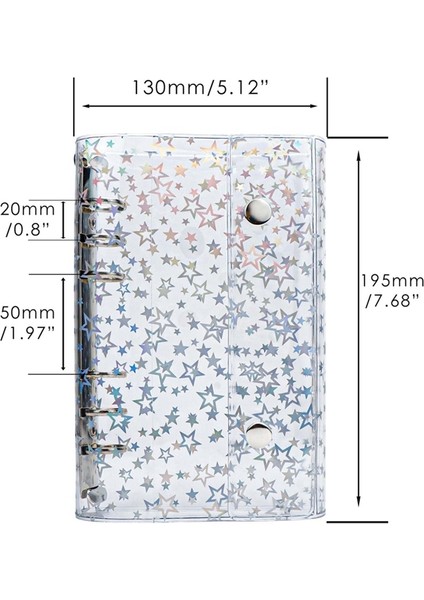 A6 Bütçe Klasör Kapağı Şeffaf Pvc 6 Halkalı Parıltılı Yıldızlı Doldurulabilir Defter Kabuğu Koruyucu 2 Çıtçıtlı (Yurt Dışından) modelleri