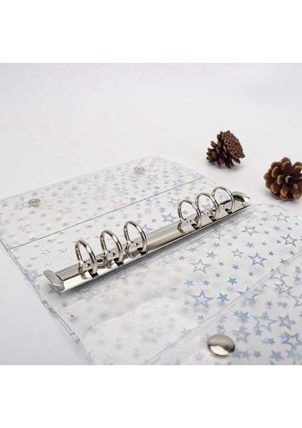 A6 Bütçe Klasör Kapağı Şeffaf Pvc 6 Halkalı Parıltılı Yıldızlı Doldurulabilir Defter Kabuğu Koruyucu 2 Çıtçıtlı (Yurt Dışından) indirimleri