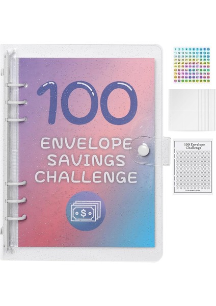 100 Zarf Para Tasarrufu Mücadelesi Dosyası, Bütçeleme ve Para Biriktirme Için Gider Bütçe Sayfası, Bütçe Dosyası Beyaz (Yurt Dışından)