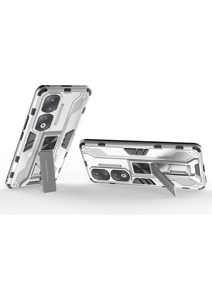 Honor 90 Pro Darbeye Dayanıklı Telefon Kılıfı Kickstand Sert Pc + Yumuşak Tpu Koruyucu Kılıf-Gümüş (Yurt Dışından) fiyatları