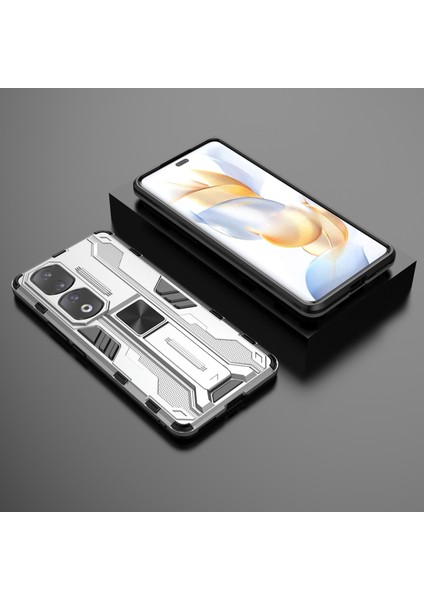 Honor 90 Pro Darbeye Dayanıklı Telefon Kılıfı Kickstand Sert Pc + Yumuşak Tpu Koruyucu Kılıf-Gümüş (Yurt Dışından) modelleri