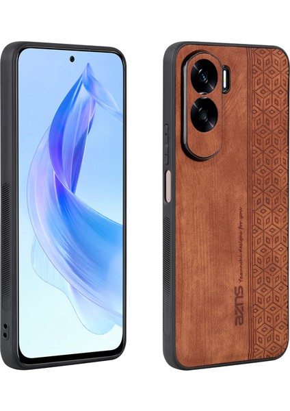 Azns For Honor X50I 5g/90 Lite 5g Pu Deri+Tpu Telefon Kılıfı Kaymaz Baskılı Kapak-Kahverengi (Yurt Dışından)