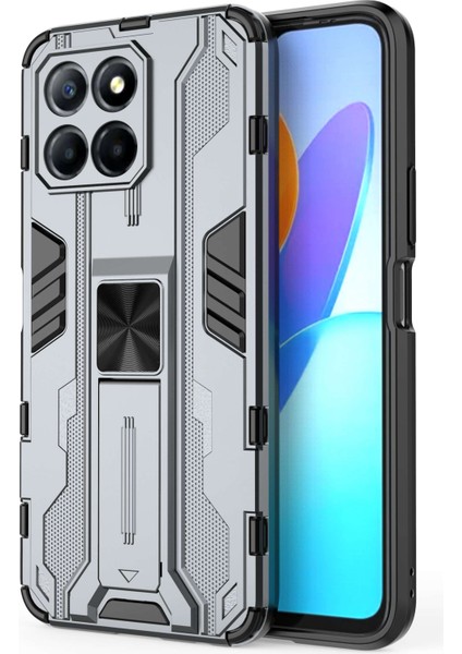 Honor X8 5g Kickstand Telefon Kılıfı Düşmeye Karşı Sert Pc Yumuşak Tpu Darbeye Dayanıklı Kılıf-Gri (Yurt Dışından)