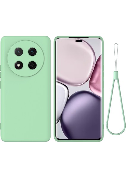 Honor Magic7 Lite 5G/X9C 5G/X60 Pro 5g Kılıf Sıvı Silikon Telefon Arka Kapağı El Kayışı Ile-Yeşil (Yurt Dışından)