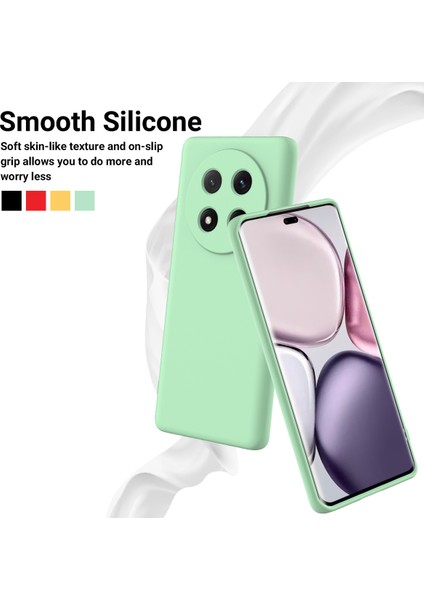 Honor Magic7 Lite 5G/X9C 5G/X60 Pro 5g Kılıf Sıvı Silikon Telefon Arka Kapağı El Kayışı Ile-Yeşil (Yurt Dışından) modelleri