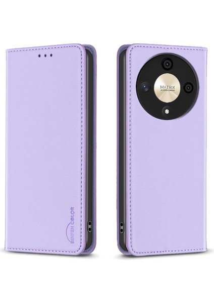 Bınfen Color BF18 Honor X9B 5g/magic6 Lite 5g Telefon Kılıfı Kart Tutucu Standlı-Mor (Yurt Dışından)
