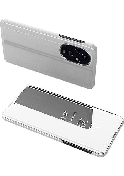 Honor 200 5g Kılıf Pu Deri Telefon Kılıfı Görünüm Pencereli-Gümüş (Yurt Dışından)