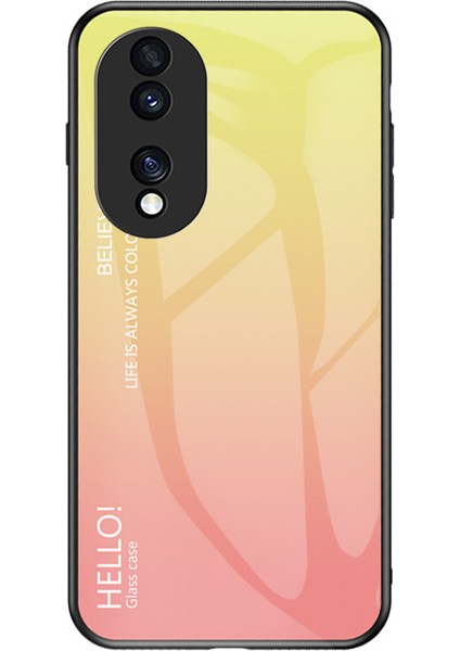 Honor 70 5g Ince Degrade Telefon Kılıfı Temperli Cam + Sert Pc Arka Yumuşak Tpu Çerçeve Darbeye Dayanıklı Koruyucu Kılıf - Degrade Sarı (Yurt Dışından)