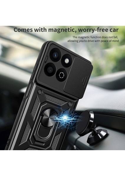Honor X7C 4G/200 Akıllı 5g Kılıfı Kayar Kamera Kapağı Pc+Tpu Destekli Telefon Kılıfı-Siyah (Yurt Dışından) modelleri