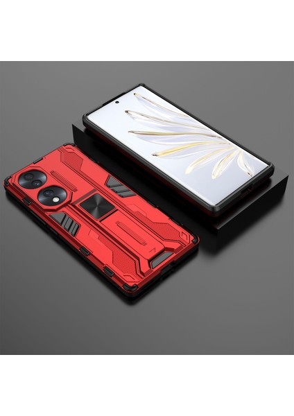 Honor 70 5g Telefon Kılıfı Kickstand Sert Pc Yumuşak Tpu Çift Katmanlı Kaymaz Sağlam Koruyucu Kılıf-Kırmızı (Yurt Dışından) indirimleri