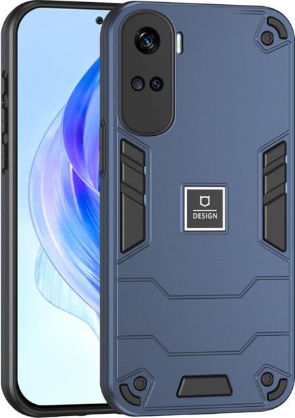 Honor 90 Lite 5g Kılıf Hibrit Çift Katmanlı 2'si 1 Arada Sert Pc Yumuşak Tpu Telefon Kılıfı-Lacivert (Yurt Dışından)