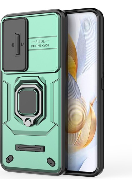 Honor 90 Kılıf Pc+Tpu Halka Ayaklı Cep Telefonu Kılıfı Sürgülü Lens Koruyucu-Yeşil (Yurt Dışından) indirimleri