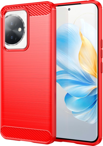 Honor 100 5g Fırçalanmış Telefon Kılıfı Çizilmez Yumuşak Tpu Kapak-Kırmızı (Yurt Dışından)