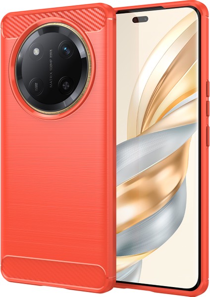 Honor X60 Pro 5G/X9C 5g/magic7 Lite 5g Kılıf Karbon Fiber Doku Fırçalanmış Parmak Izi Önleyici Telefon Arka Kapağı-Kırmızı (Yurt Dışından)