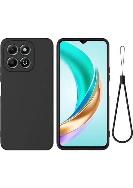 Honor X6B 4g Kılıf Düşmeye Karşı Dayanıklı Sıvı Silikon Telefon Kılıfı Askılı-Siyah (Yurt Dışından)
