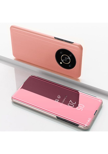 Honor X9 5G/X30 5g/magic4 Lite 5g Katlanabilir Stand Tasarım Pu Deri Kılıf Görünüm Penceresi Elektrokaplama Ayna Aşınmaya Dayanıklı Telefon Kabuğu-Gül Altını (Yurt Dışından) fiyatları